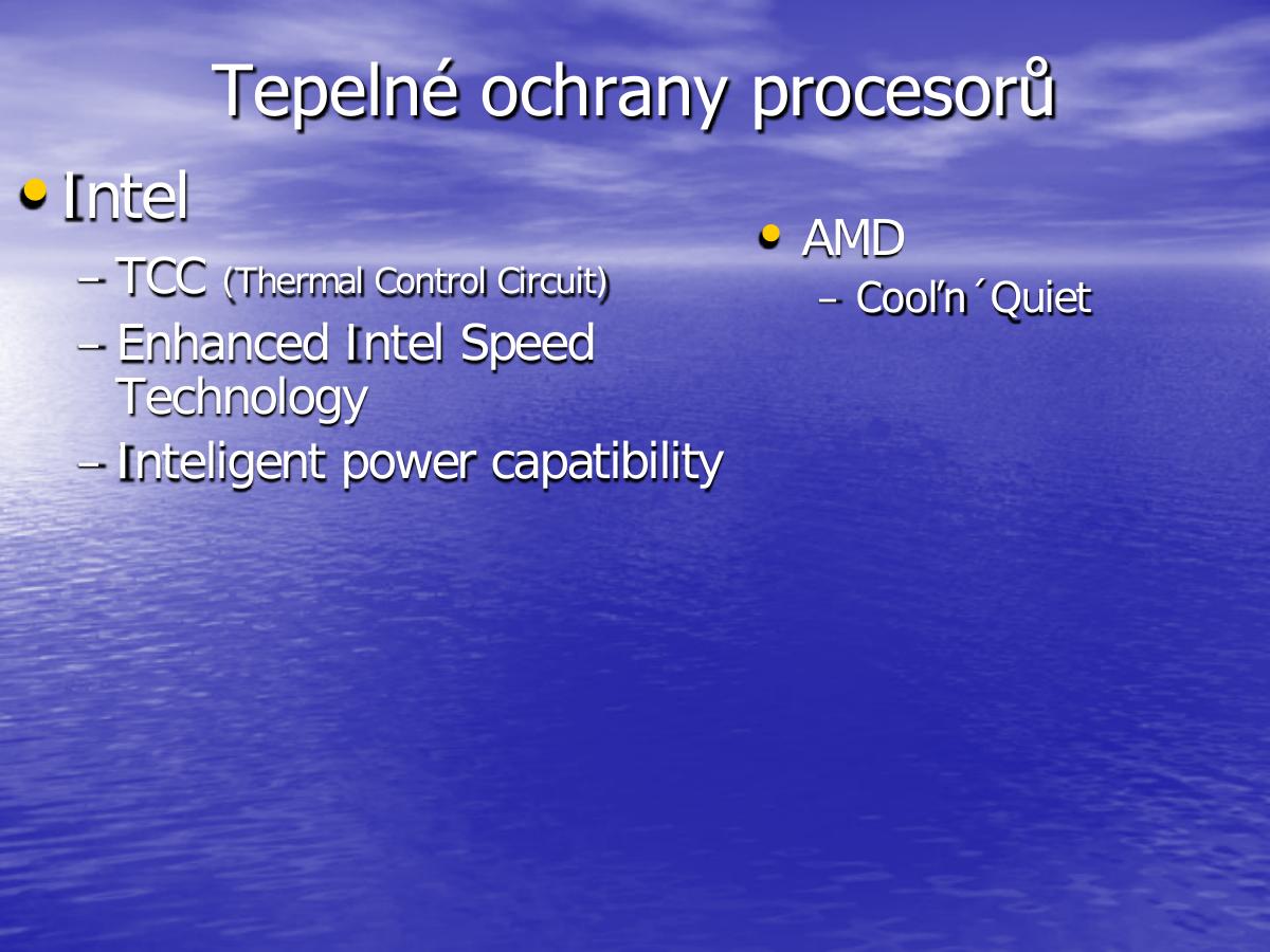 Přehled tepelných ochran Intel a AMD