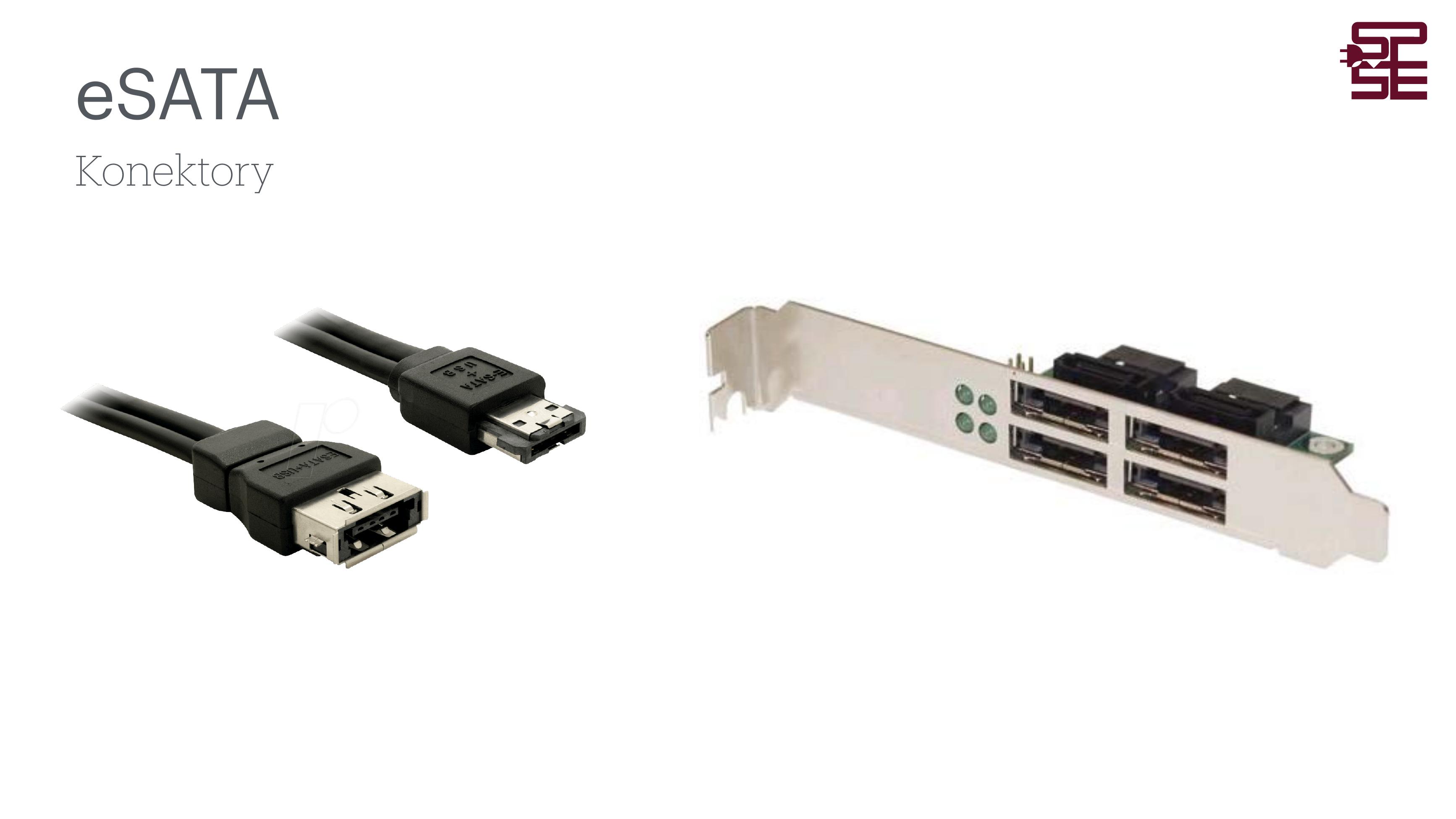 eSATA konektory – kabel a PCIe karta