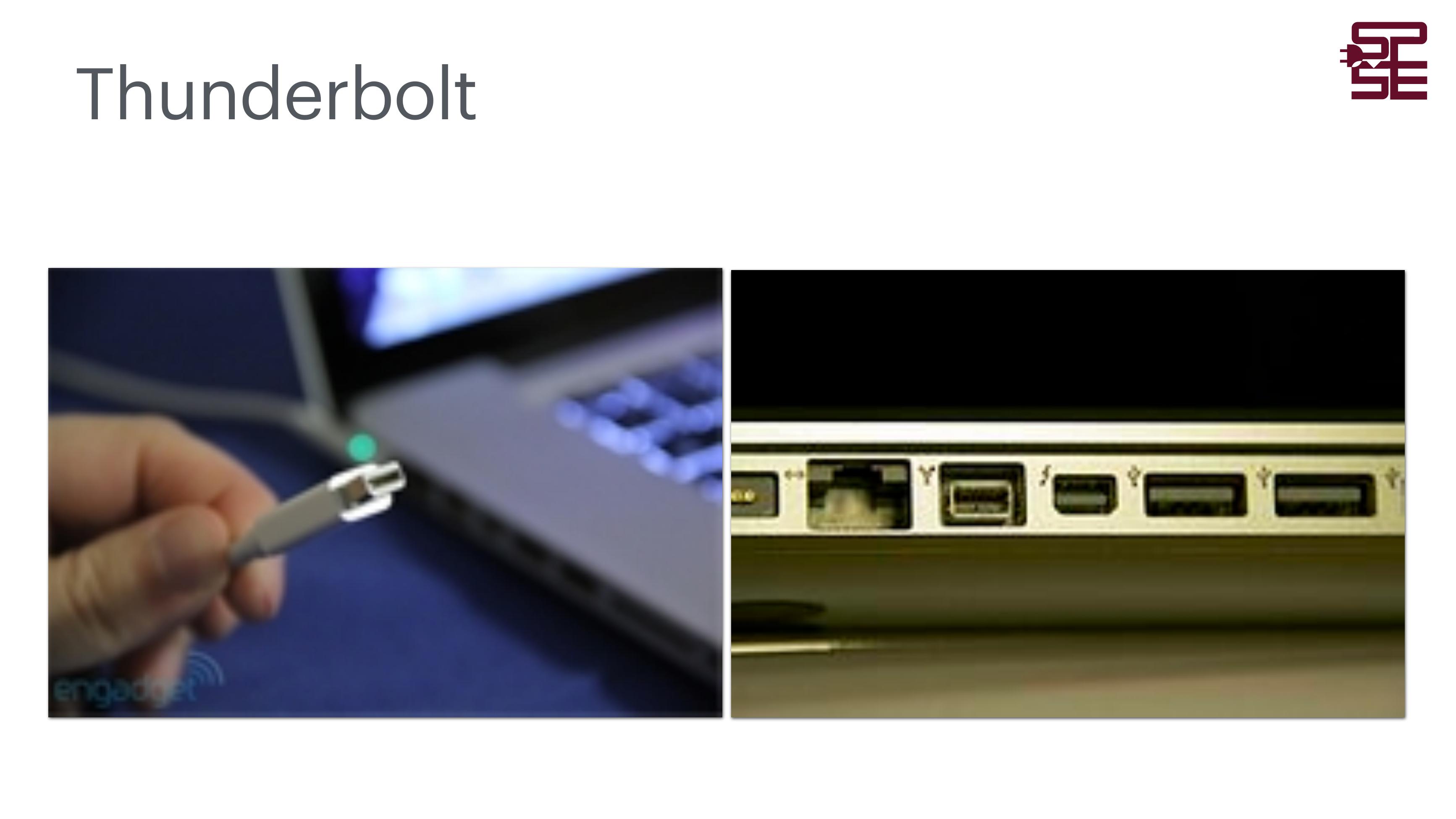Thunderbolt – fyzické konektory na notebooku